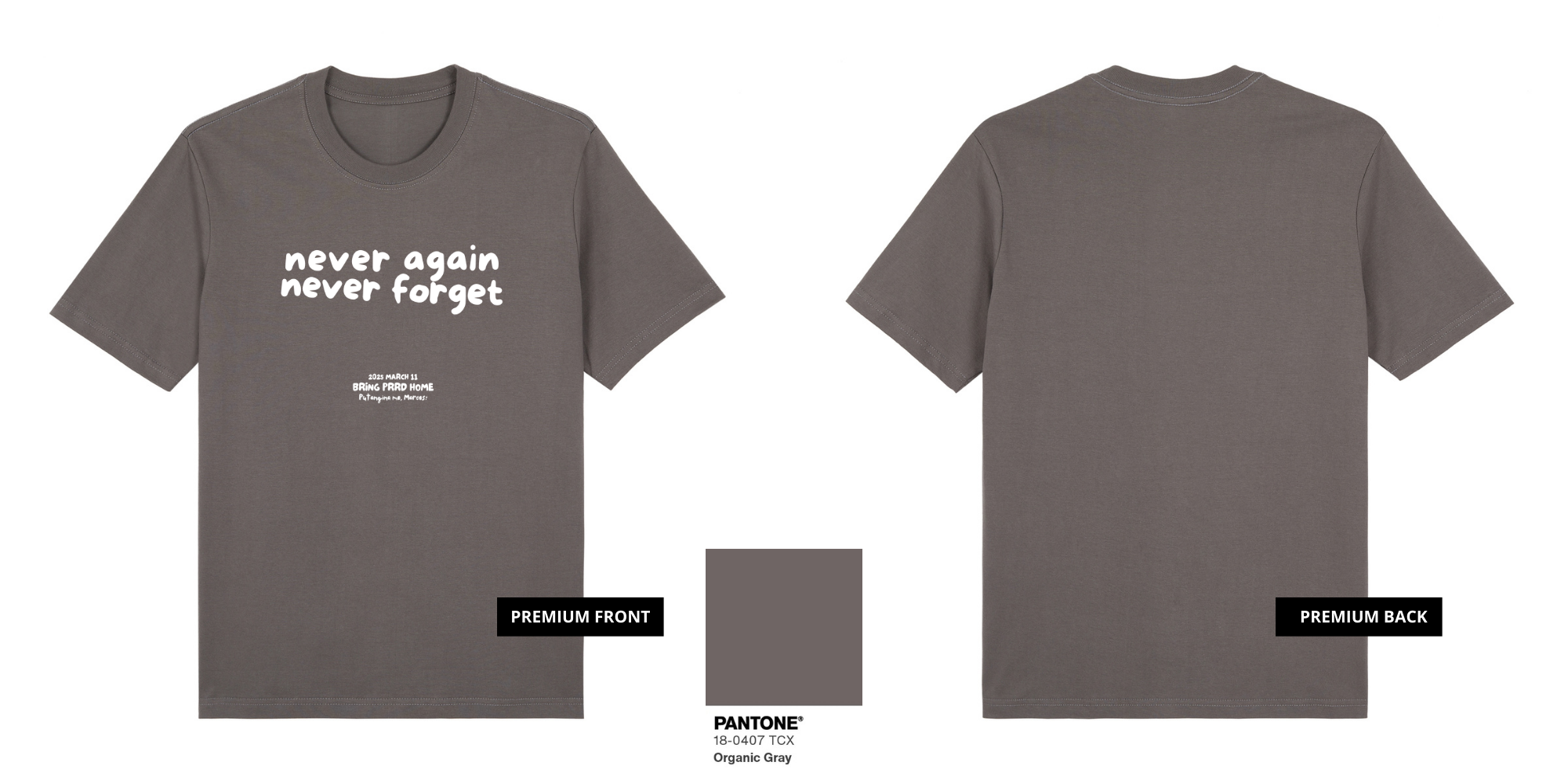 Never Again, Never Forget. (White Ink)