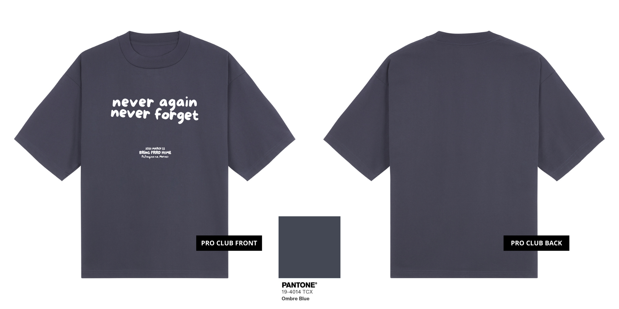 Never Again, Never Forget. (White Ink)