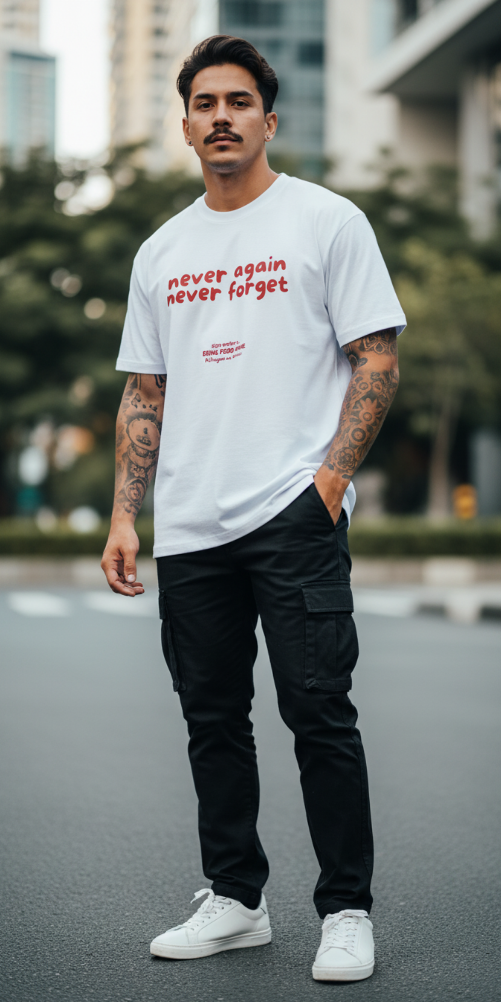 Never Again, Never Forget. (Red Ink)